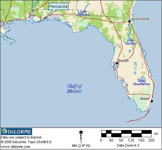 Pensacola Camping Location Map