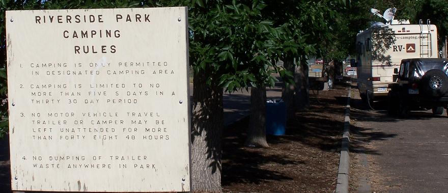 Riverside Park RV Camping Rules