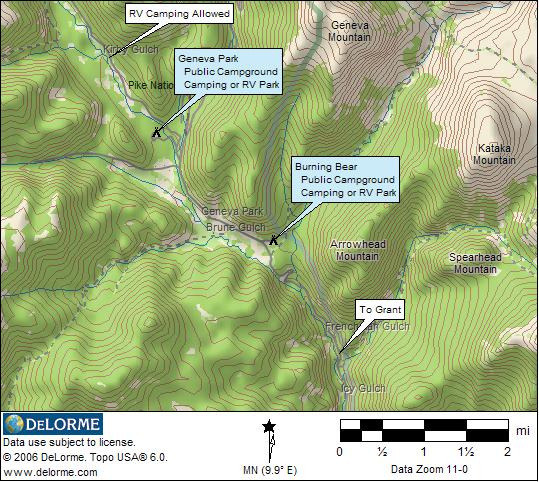 Grant Colorado RV Camping Location Map