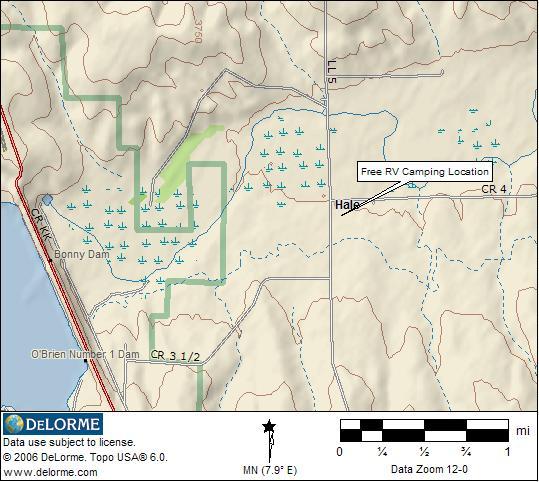 Hale Colorado RV Camping Location Map