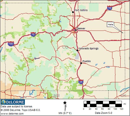 Hale Colorado Location Map