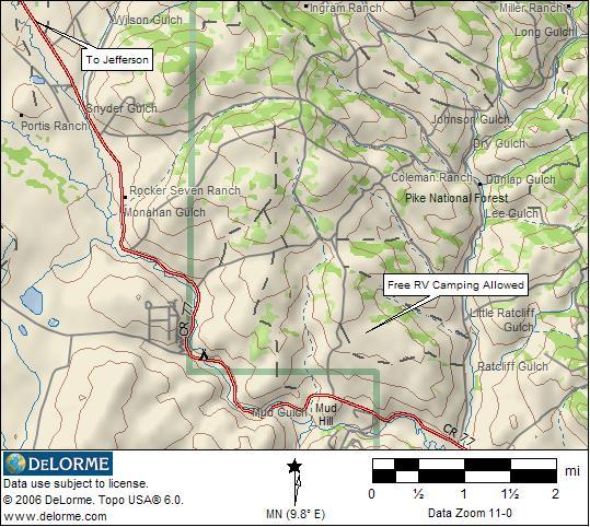 Jefferson Colorado RV Camping Location Map