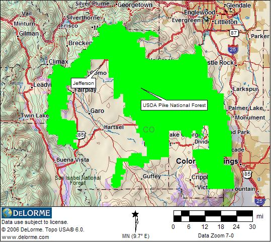 Pike National Forest Location Map