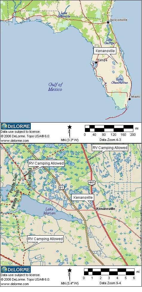 Kenansville Florida RV Camping Location Map