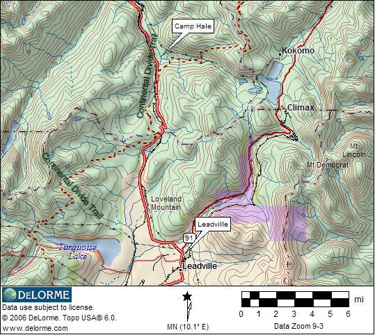 Leadville Colorado RV Camping Location Map 1